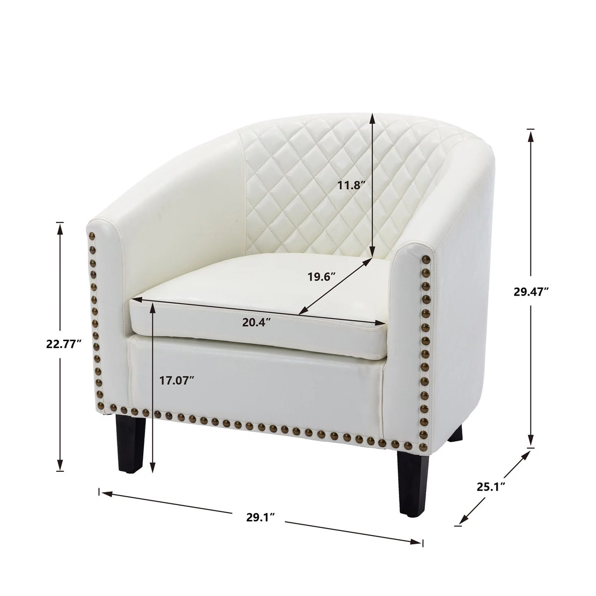 Linen Barrel Chair with Nailheads U78427