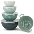 Navy 5 Piece Melamine Mixing Bowl Set with Lids and Colander H8117