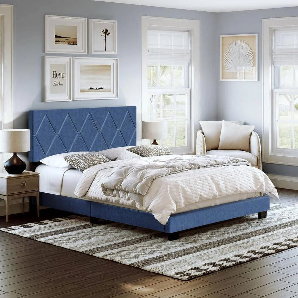 Linen Upholstered Platform Bed S923