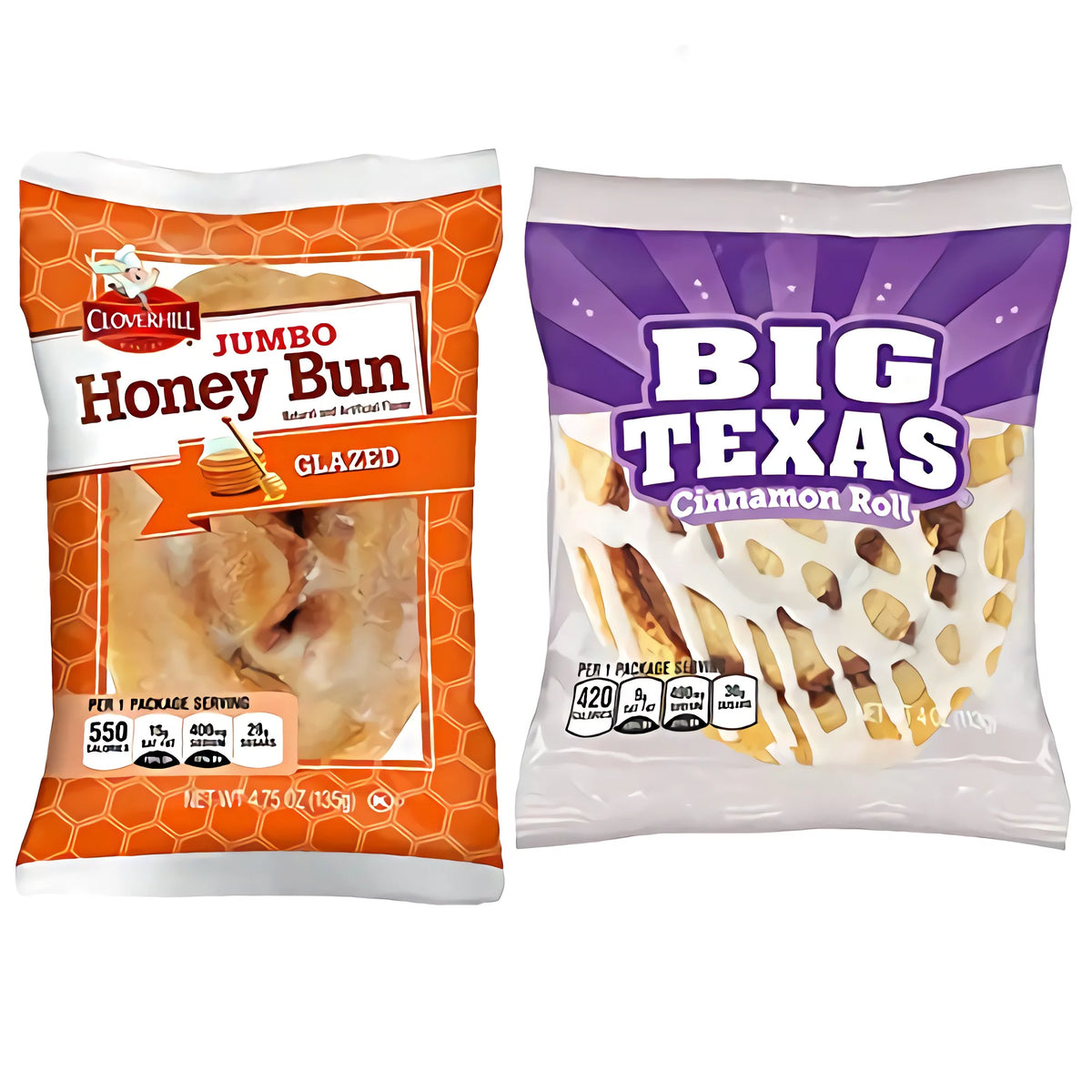 12 Pack Jumbo Glazed Honey Bun & Cinnamon Roll Combo V325