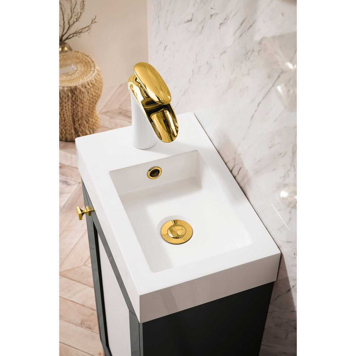 16 in. Chianti Single Vanity Cabinet with White Glossy Resin Countertop X192