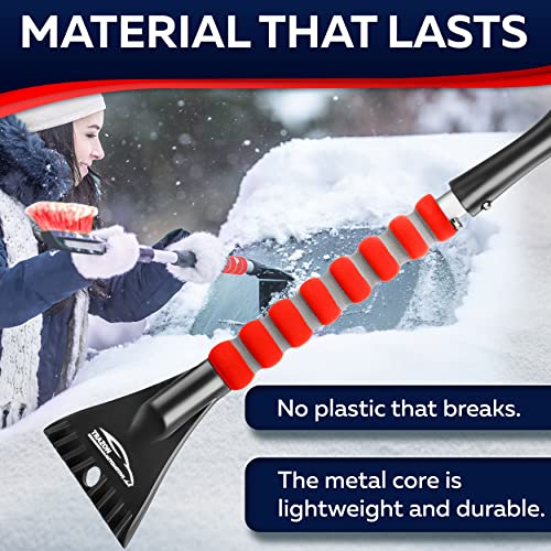 27" Snow Brush & Ice Scrapers with Foam Grip, Detachable, Gray Z915699