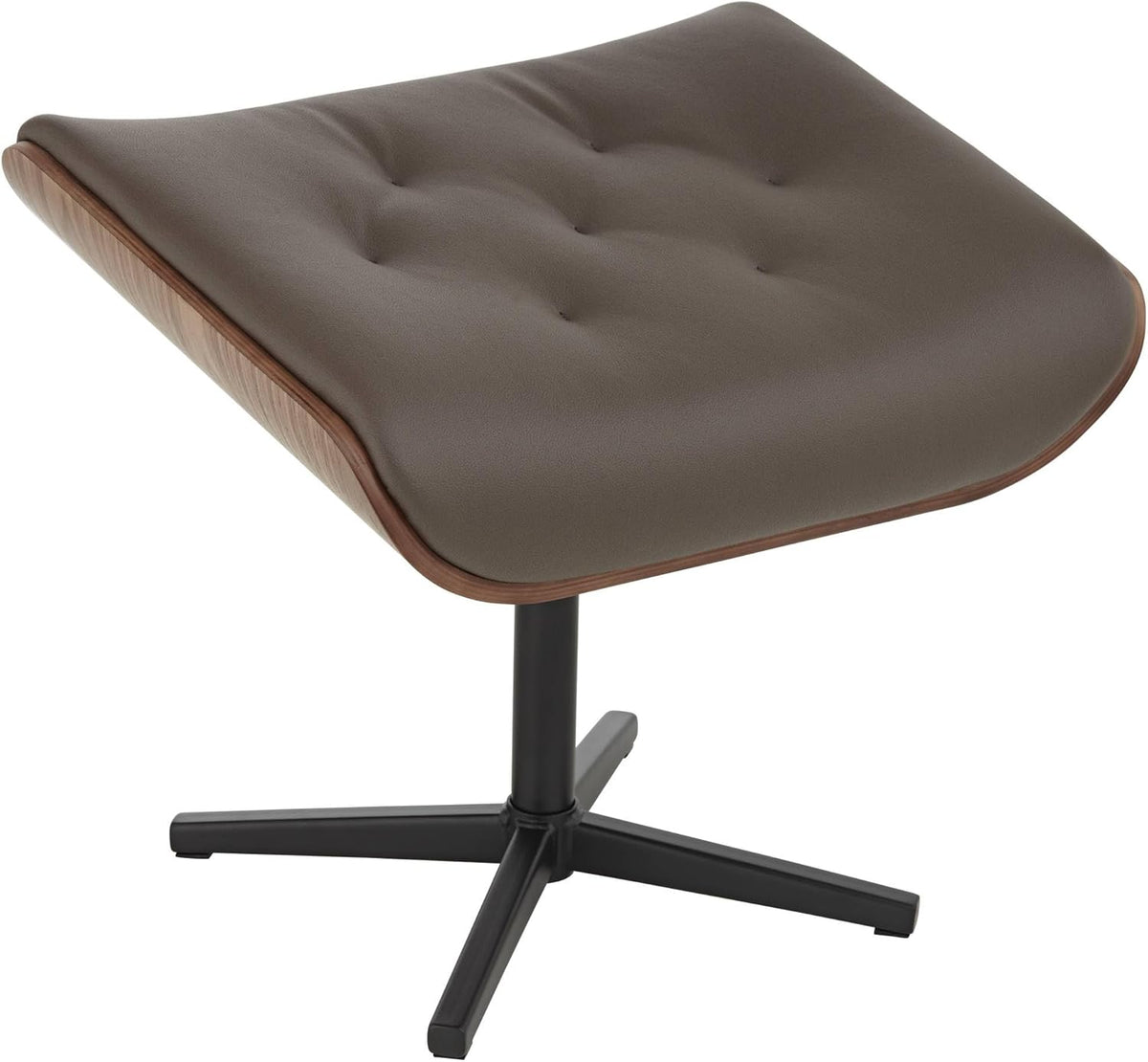 Chocolate Tufted Faux Leather Swivel Recliner and Slanted Ottoman L719924