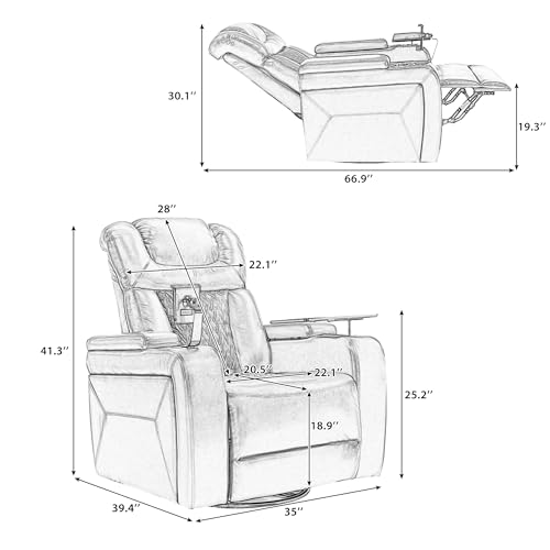 Electric Recliner Chair with USB Charge Port and Cup Holders V431793