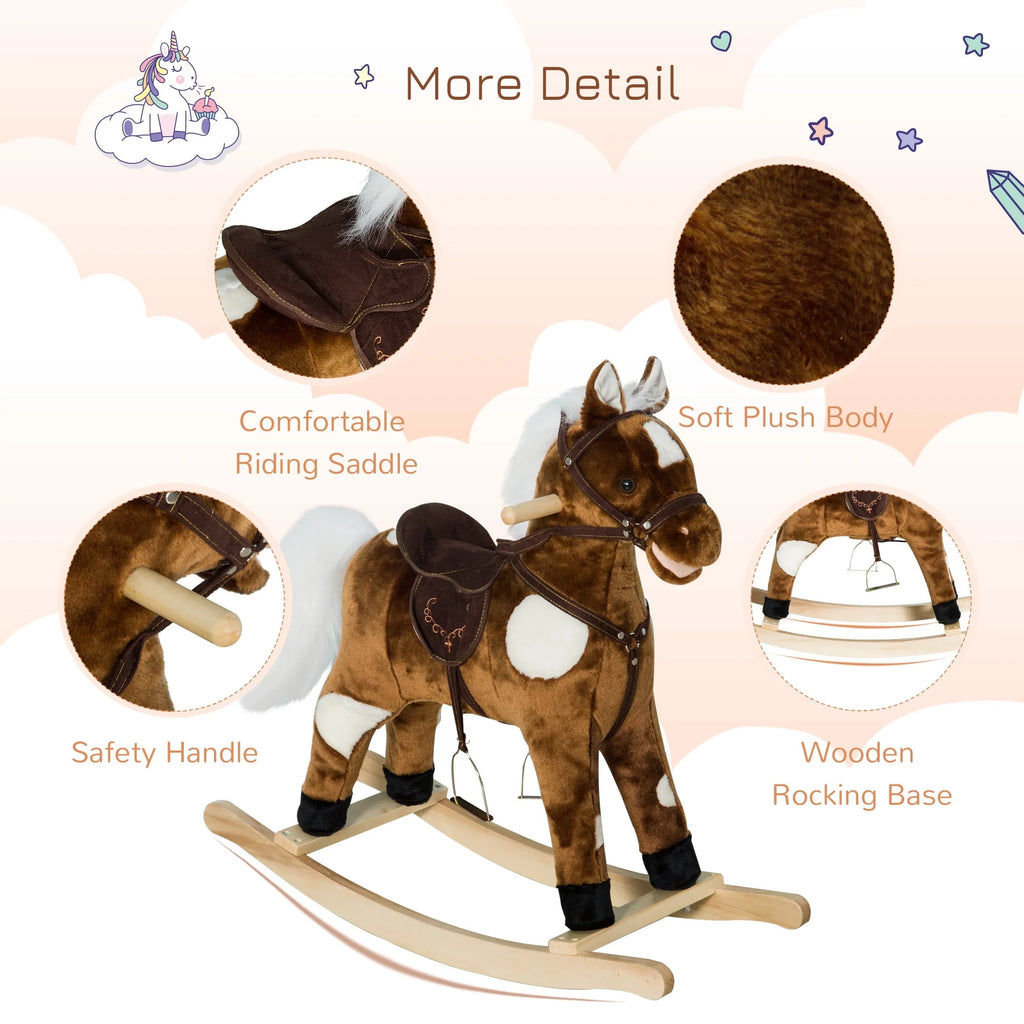 Plush Kids Ride On Rocking Horse Toy E348994