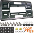 Carbon Fiber License Plate Frame and Bracket, Black Aluminum, Pack of 2 W626