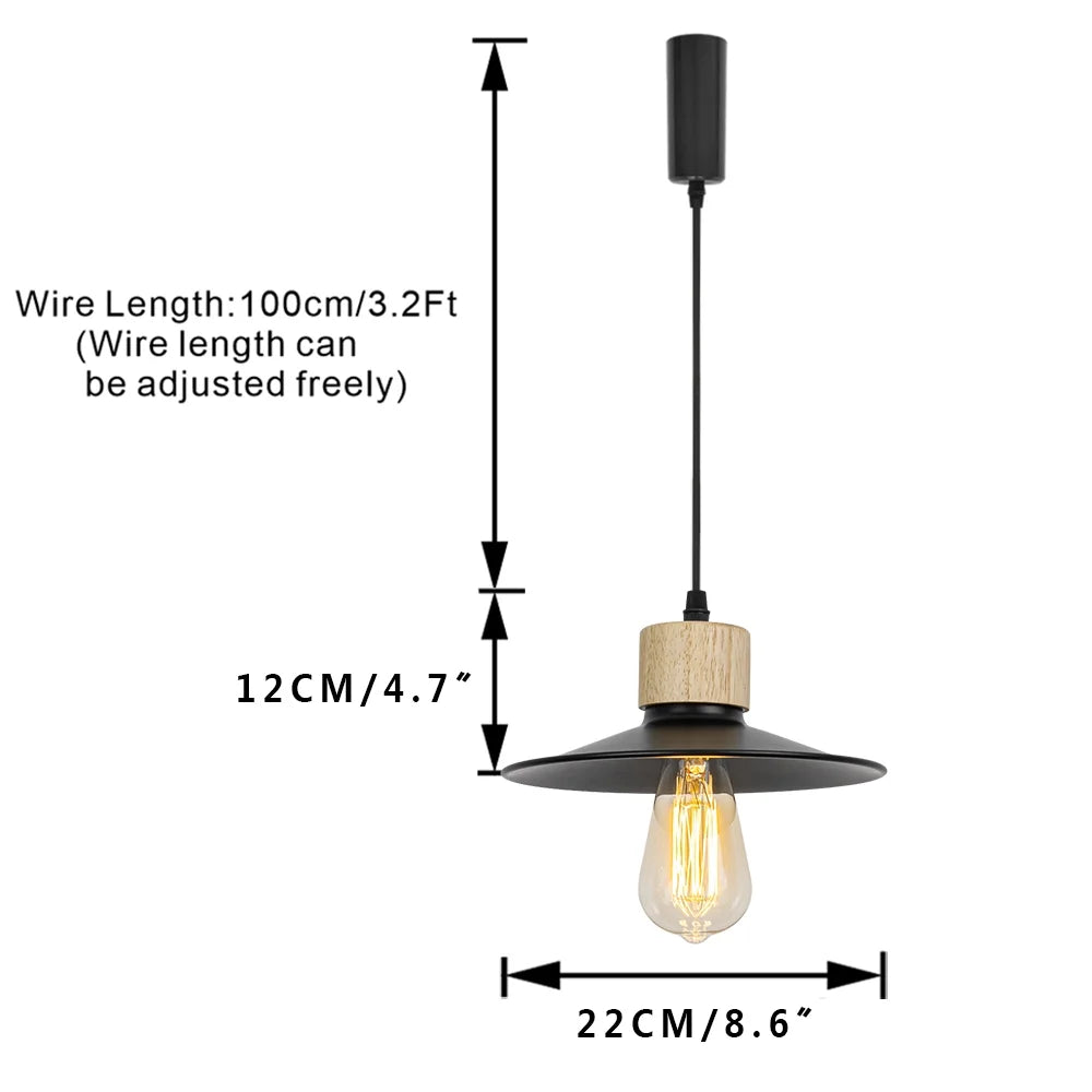 Wood Base Black Metal Shade Track Pendant Light F525489