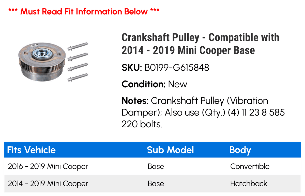 Crankshaft Pulley for Mini Cooper O6935