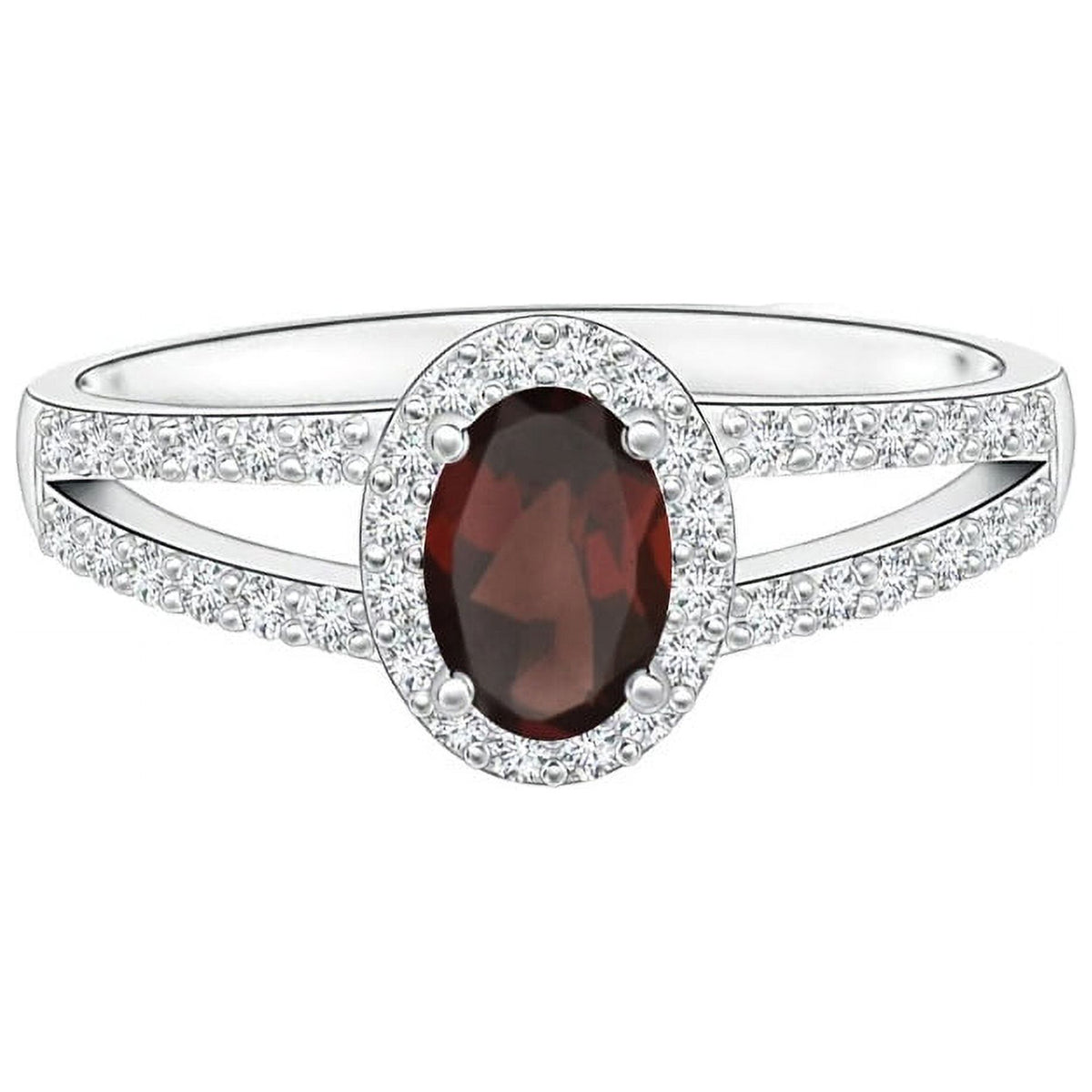Oval Red Garnet Solitaire Ring 925 Sterling Silver H995885