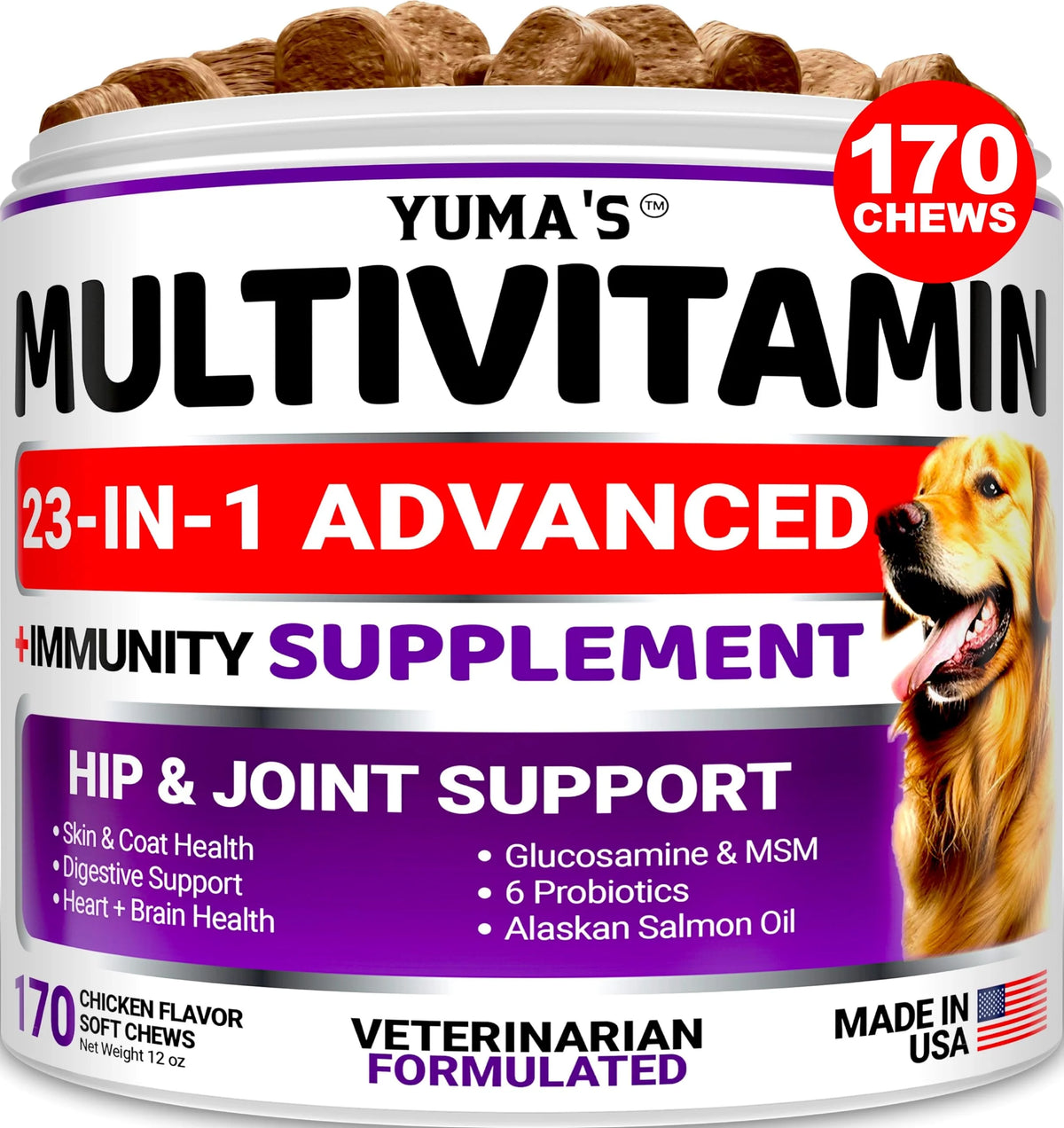 Chewable Dog Multivitamin with Glucosamine, 170 Treats D76419