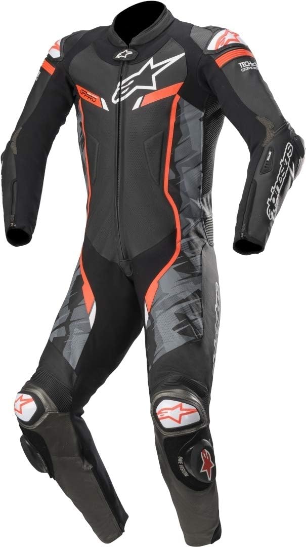 Black/Camo/Red Leather Motorcycle Riding Suit E61294
