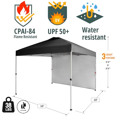 10x10 Pop Up Canopy with 1 Side Wall White I488