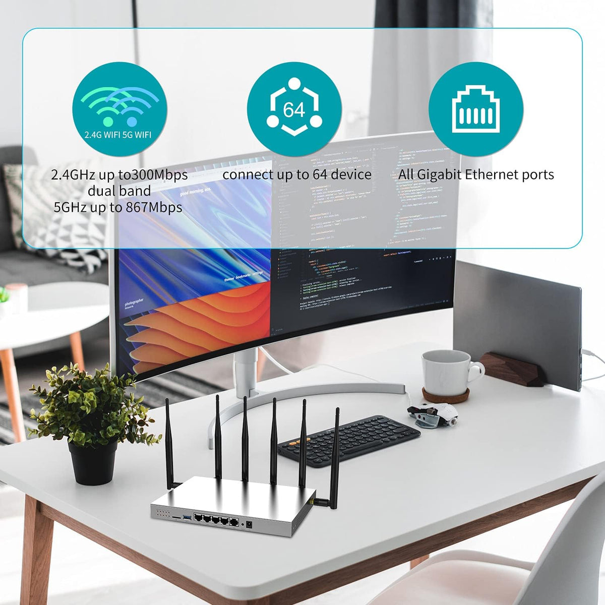 4G LTE AC1200 Dual Band Gigabit WiFi Router with SIM Card Slot USB 3.0 D279
