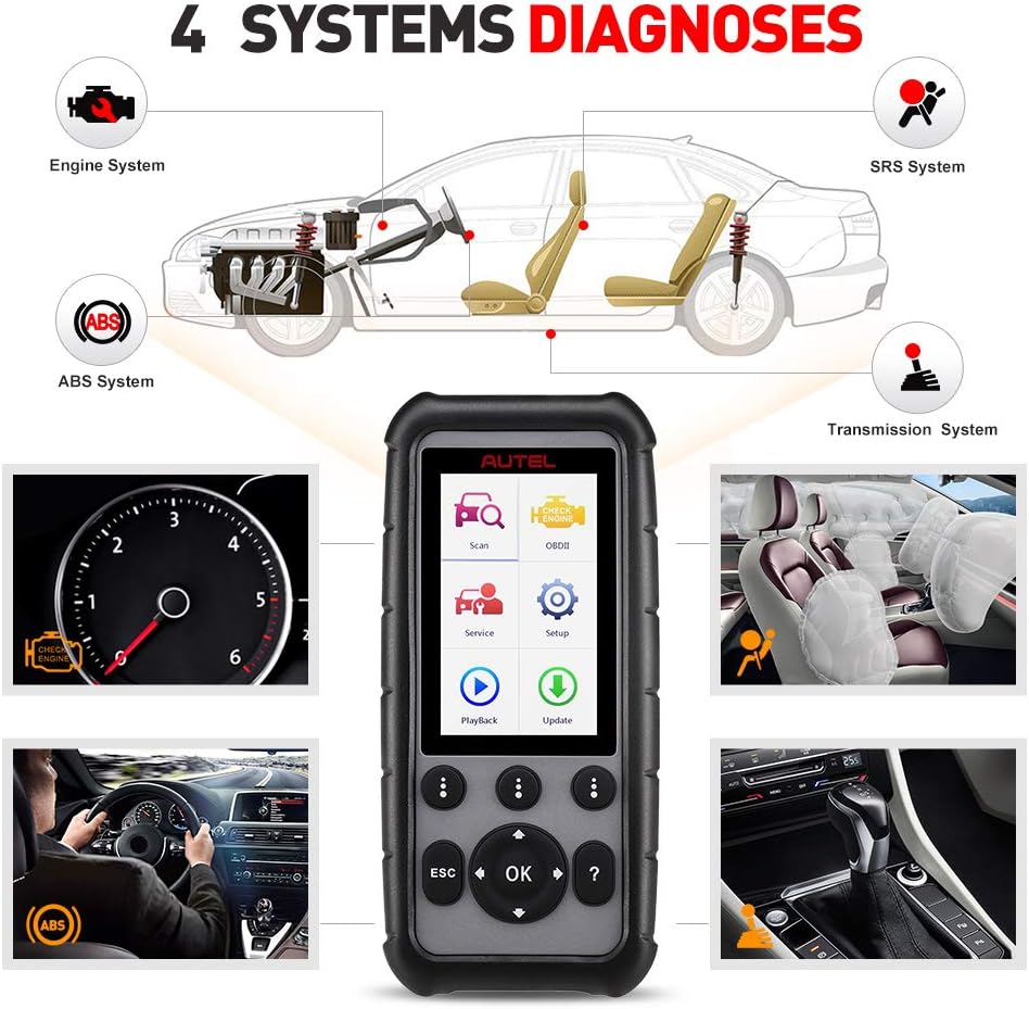 4 System Car Diagnostic Tool with ABS, Engine, Transmission, SRS OBD2 Functions L37010