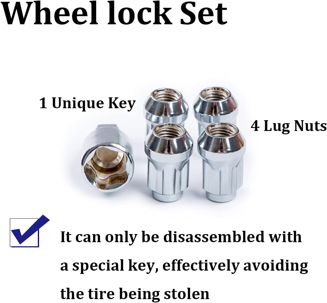 Wheel Locking Nuts Set of 4 with Wheel Lock Key Pouch Pack of 2 F6229