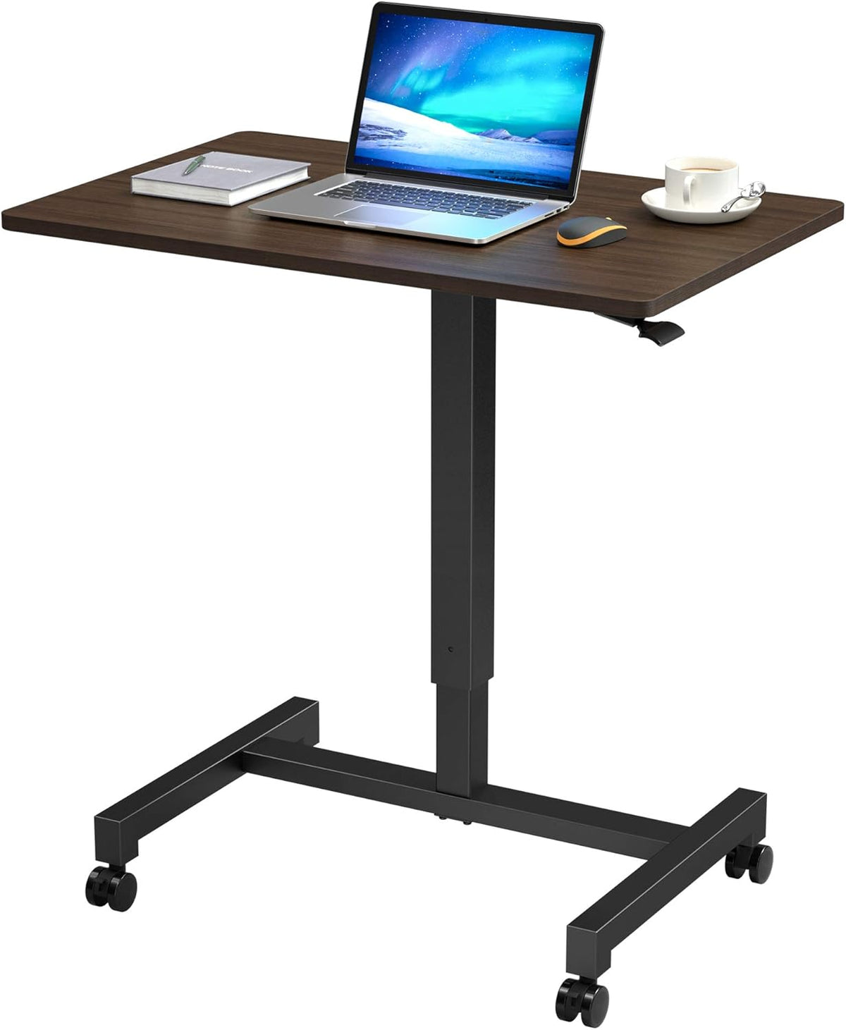 27'' Pneumatic Adjustable Height Mobile Standing Desk Cart White M393