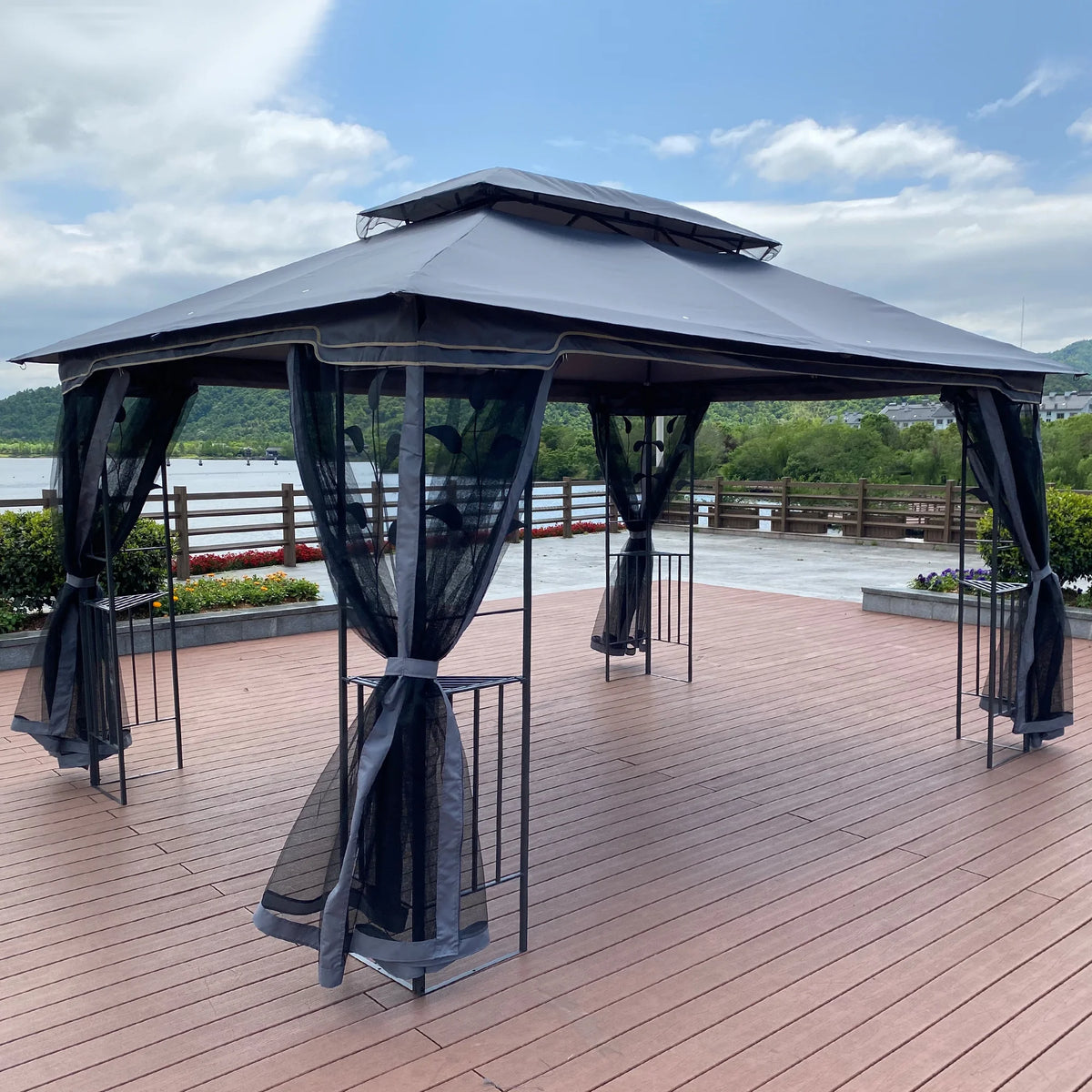 Gray 13x10FT Outdoor Patio Gazebo Canopy Tent B14283