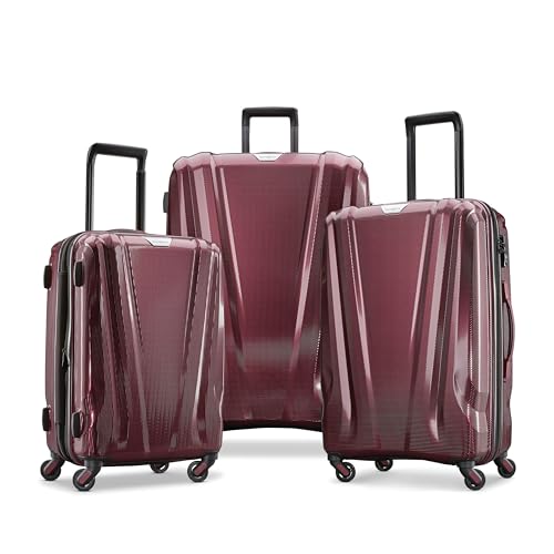 3 Piece Hard-Shell Luggage Set with Carry-On, Medium, and Large Suitcase, Aubergine E9624