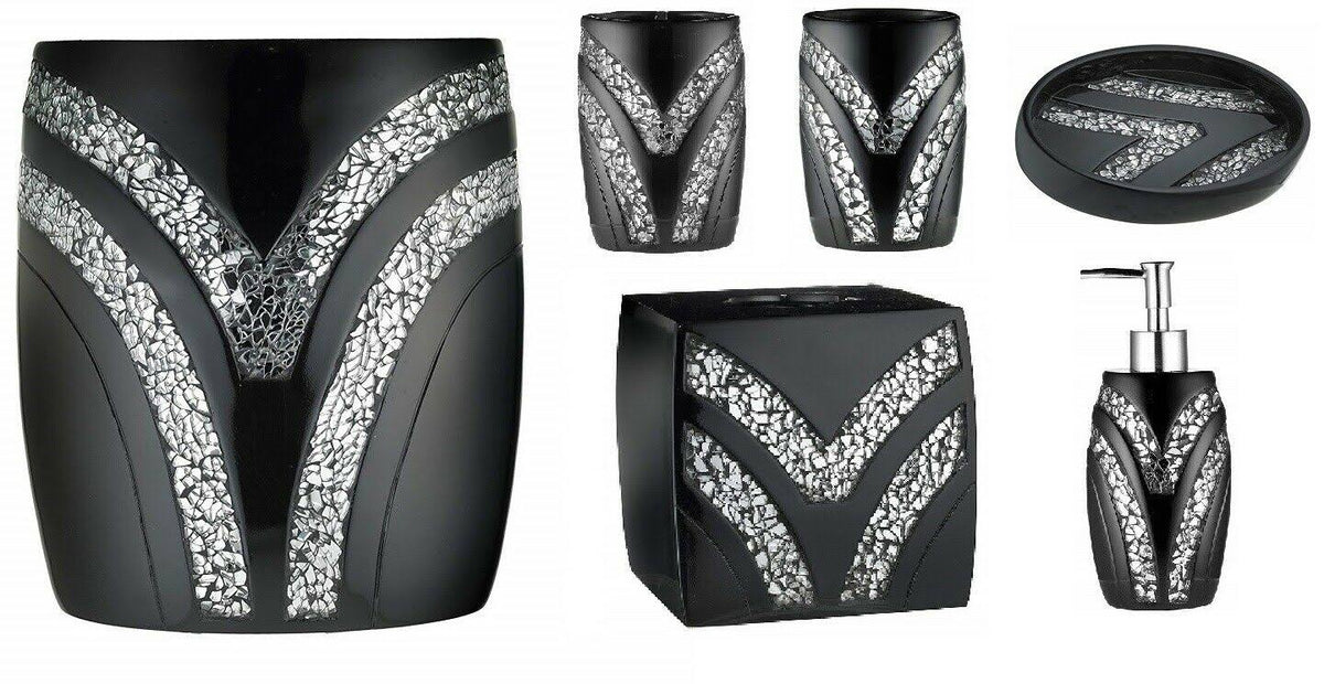 Black 6 Piece Bathroom Accessory Set X9609
