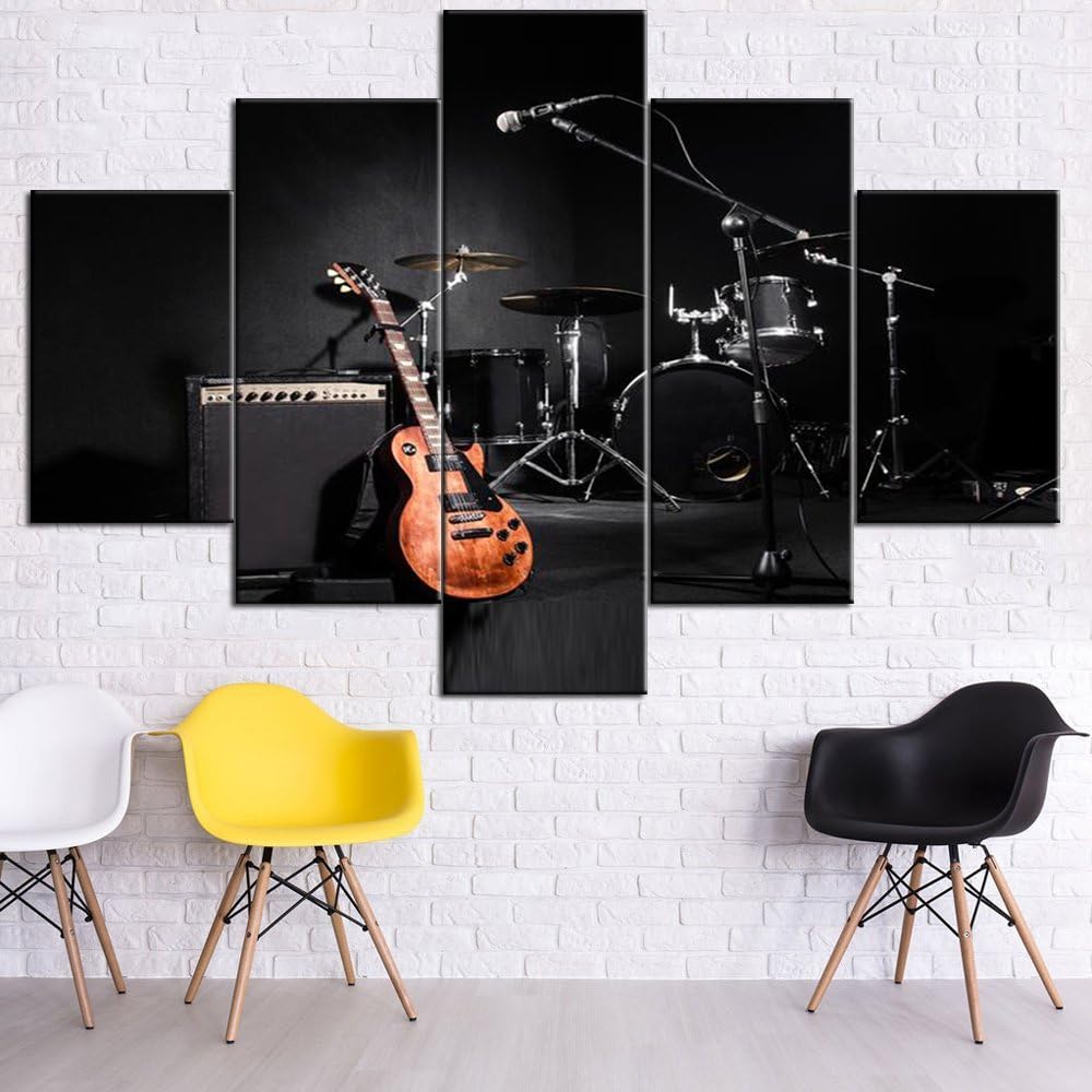 Black and White 5 Piece Canvas Wall Art Turntables Paintings X949676