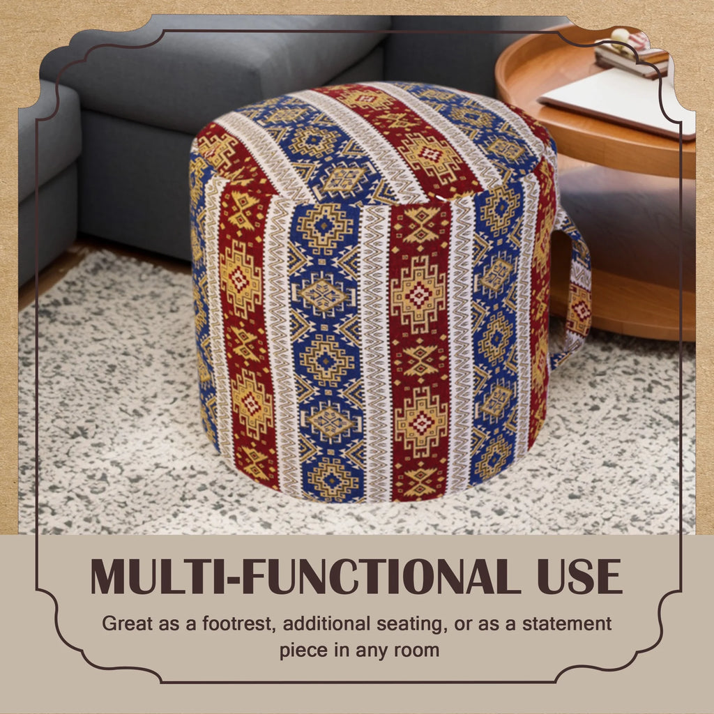 Cotton Polyester Blend Cylindrical Pouf Q152