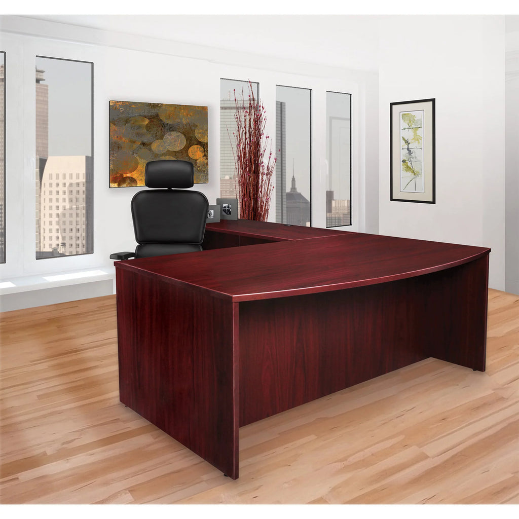 Mahogany Laminate 2 Drawer Double-Pedestal Credenza R11930