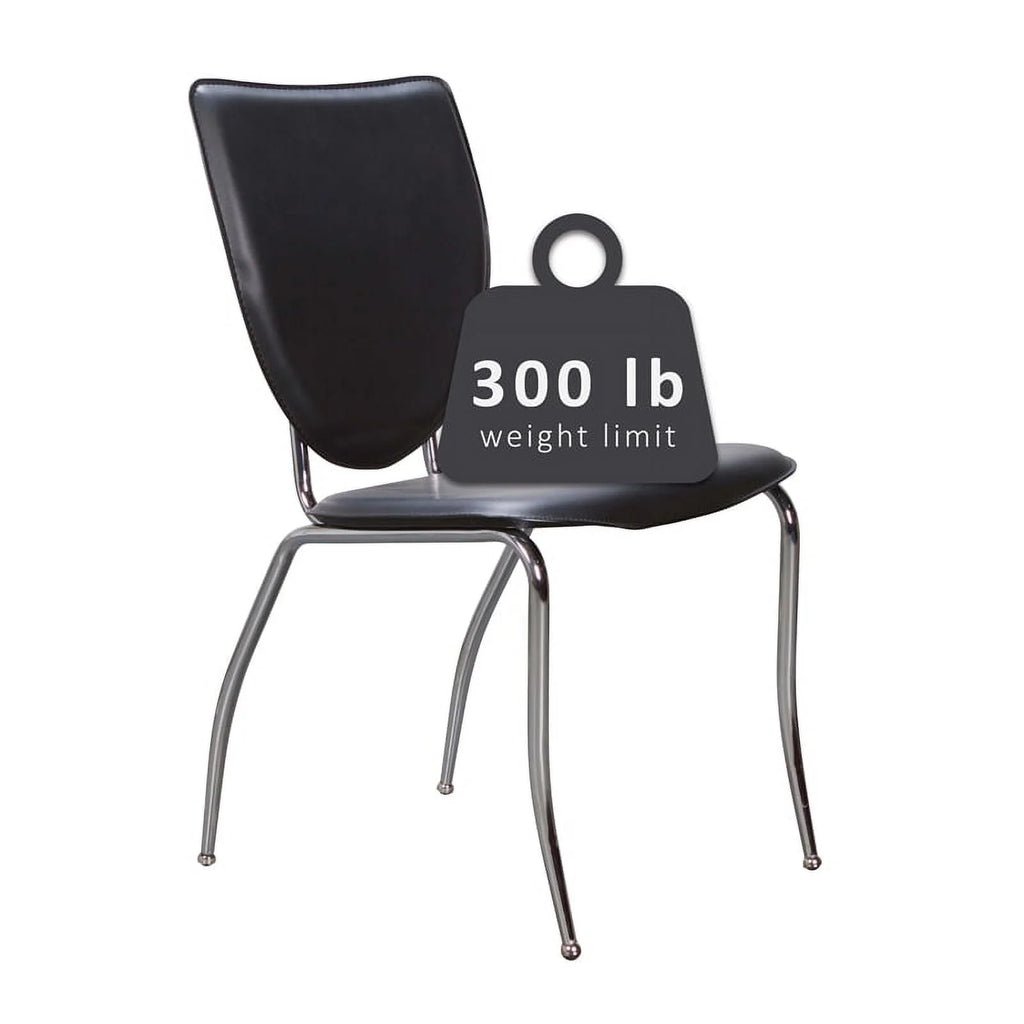 Black Metal Stacking Side Chairs Set of Two F136