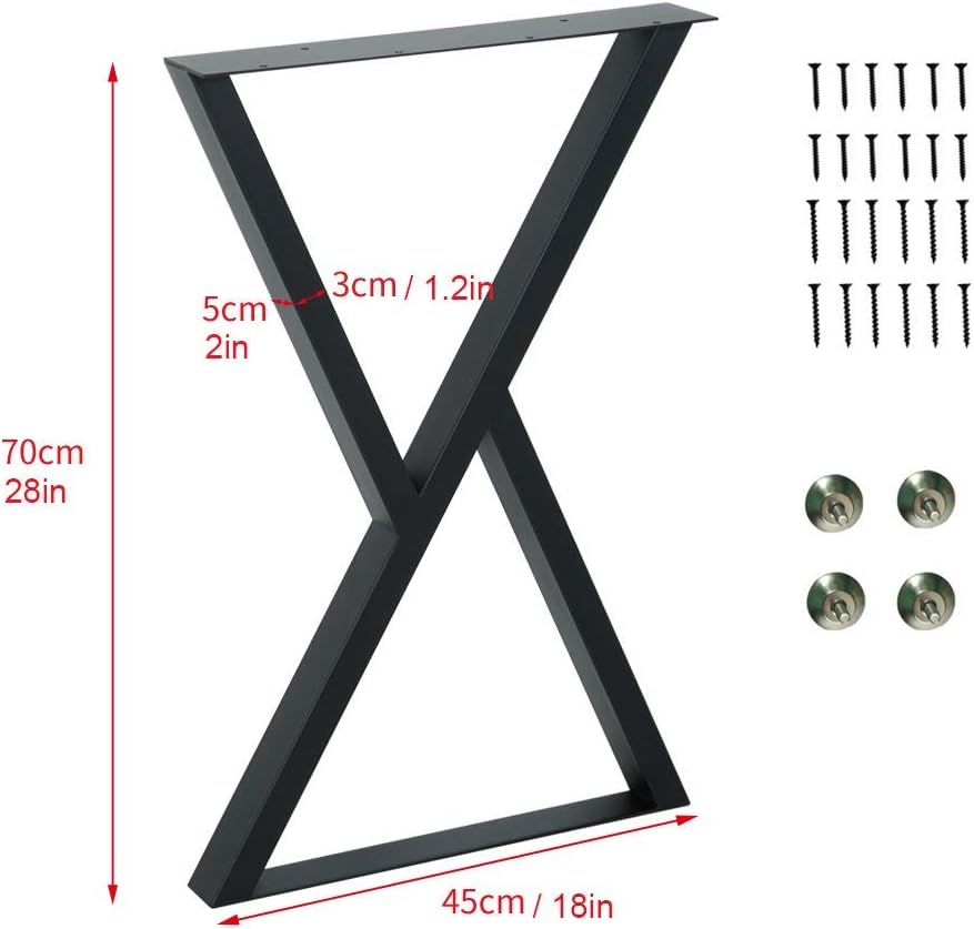 Black Cast Iron K Shape Table Legs Set of 2 E888