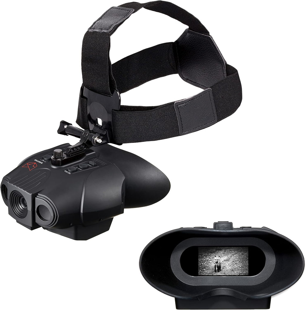 Red HD Digital Night Vision Goggles with 1x Magnification, 940nm Infrared, 1080p Video, USB Rechargeable U6752