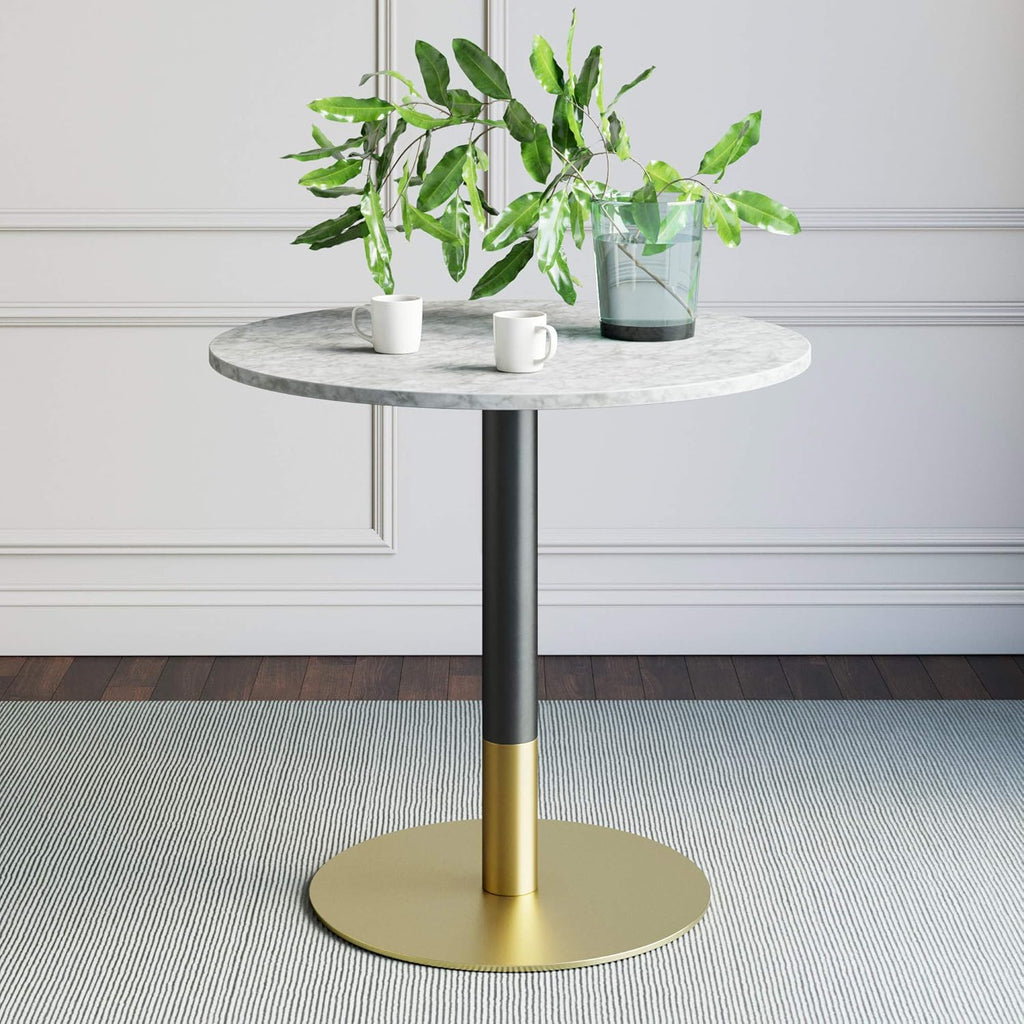 Small Mid-Century Modern Kitchen or Dining Table with Faux Carrara Marble Top O419