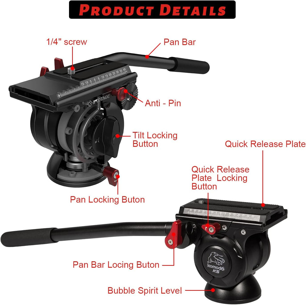 Komodo K5 Tripod Fluid Head with Quick Release Plate V797