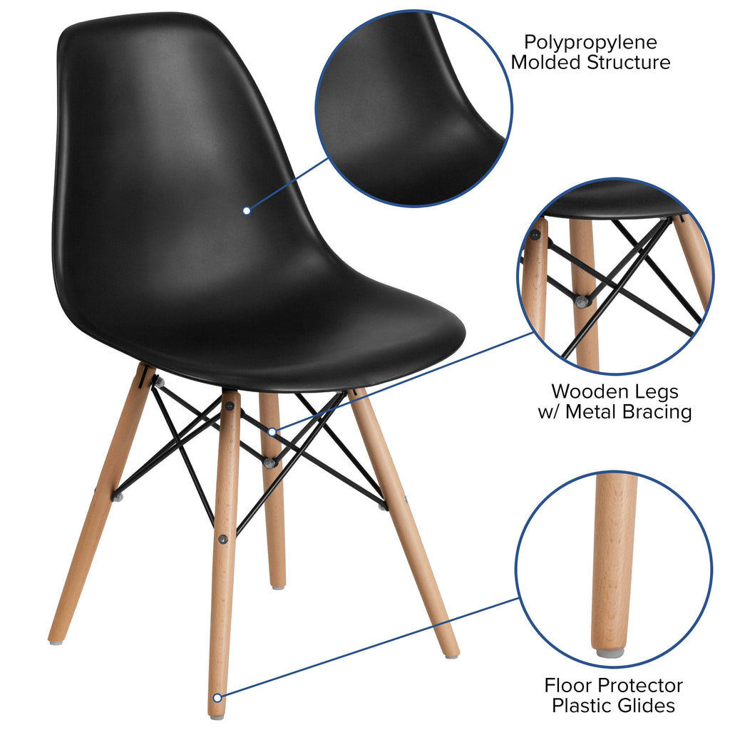 2 Pack Plastic Chair with Wooden Legs Green U5916