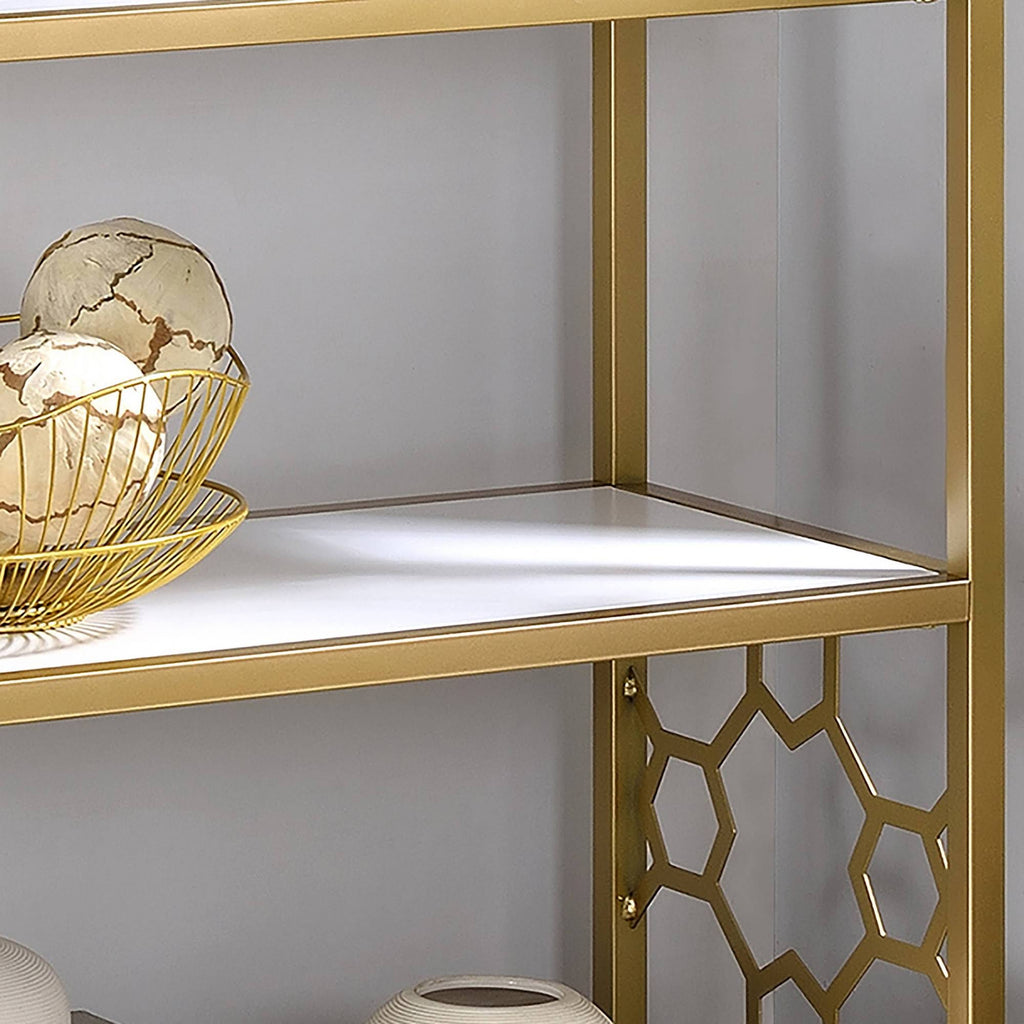 White/Gold 6 Shelf Bookcase C26678