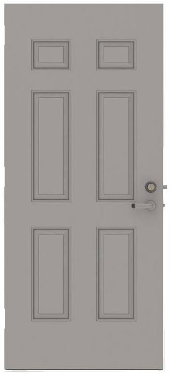 6-Panel Steel Gray Security Commercial Door with Hardware R86385