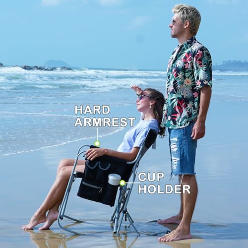 Oversized Rocking Camping Chair with Cooler and Side Pocket (Black/Grey) B155850