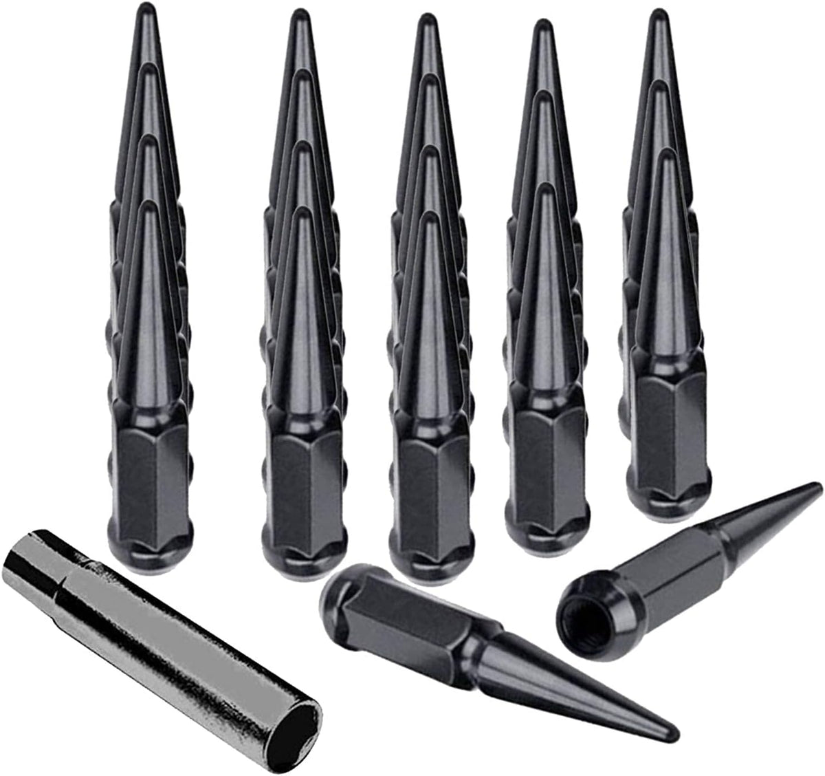 20 pcs Black Solid Steel Lug Nuts with Installation Key V72359