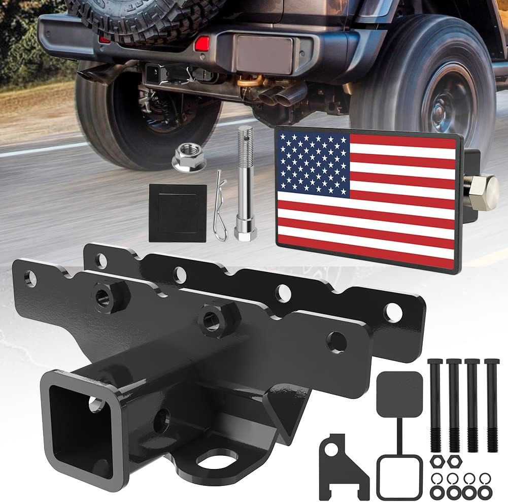 2" Trailer Hitch Receiver and Hitch Cover Kit with Hardware Pack of 2 F672