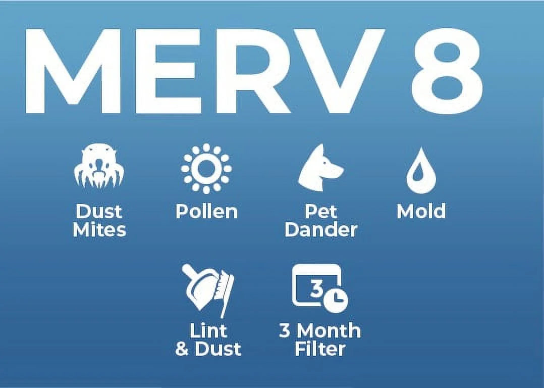 MERV 8 2" Air Filters, CASE of 12, Exact Size 19-3/8 x 23-3/8 x 1-3/4 B475376