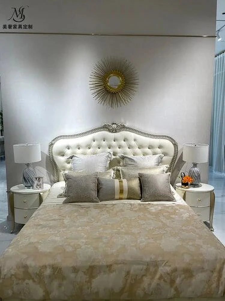 Wood Double Bed with Shelves J995329