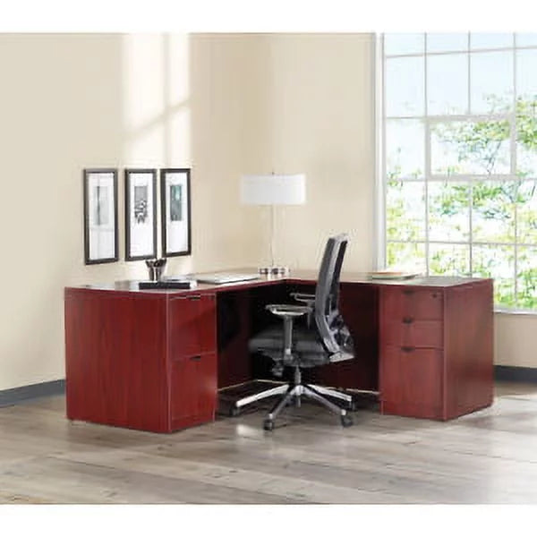 Mahogany Laminate 2 Drawer Double-Pedestal Credenza R11930