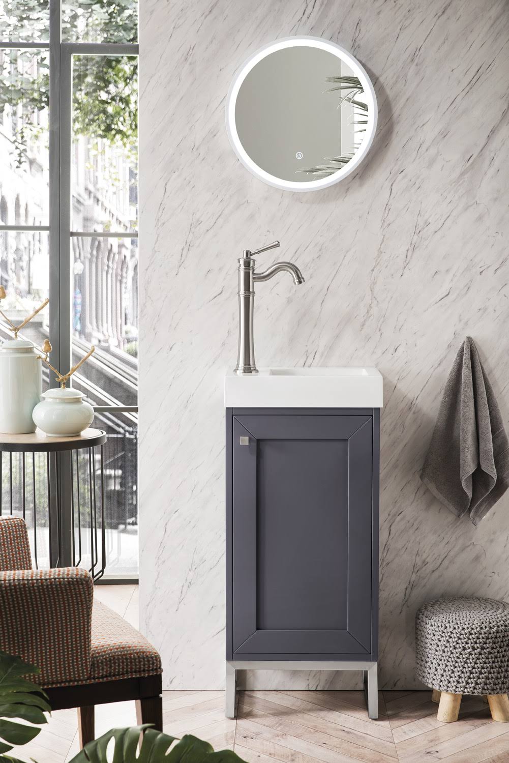 16 in. Chianti Single Vanity Cabinet with White Glossy Resin Countertop X192