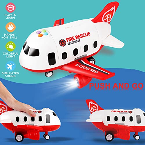 Airplane Toy with Fire Truck Cars and Play Mat Y107