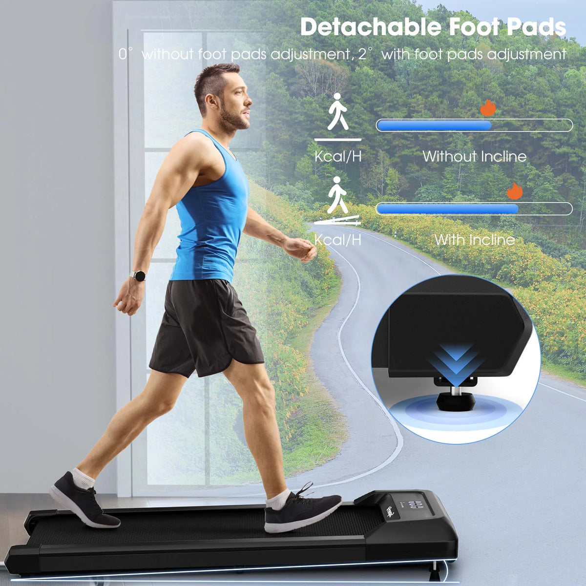 0.6-3.8MPH Walking Pad Under Desk Treadmill Black F5723