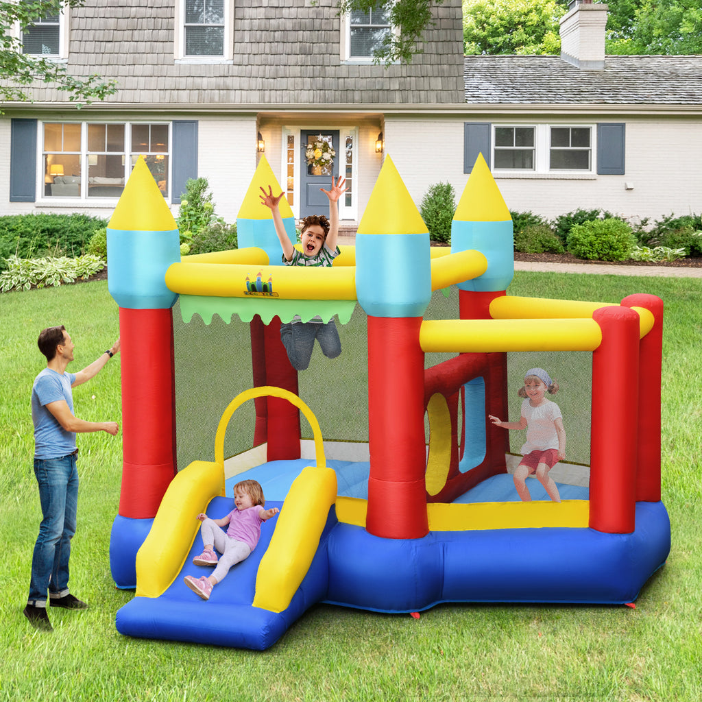 Inflatable Bounce House Slide with Tunnels Ball Pit and 480W Blower U8365