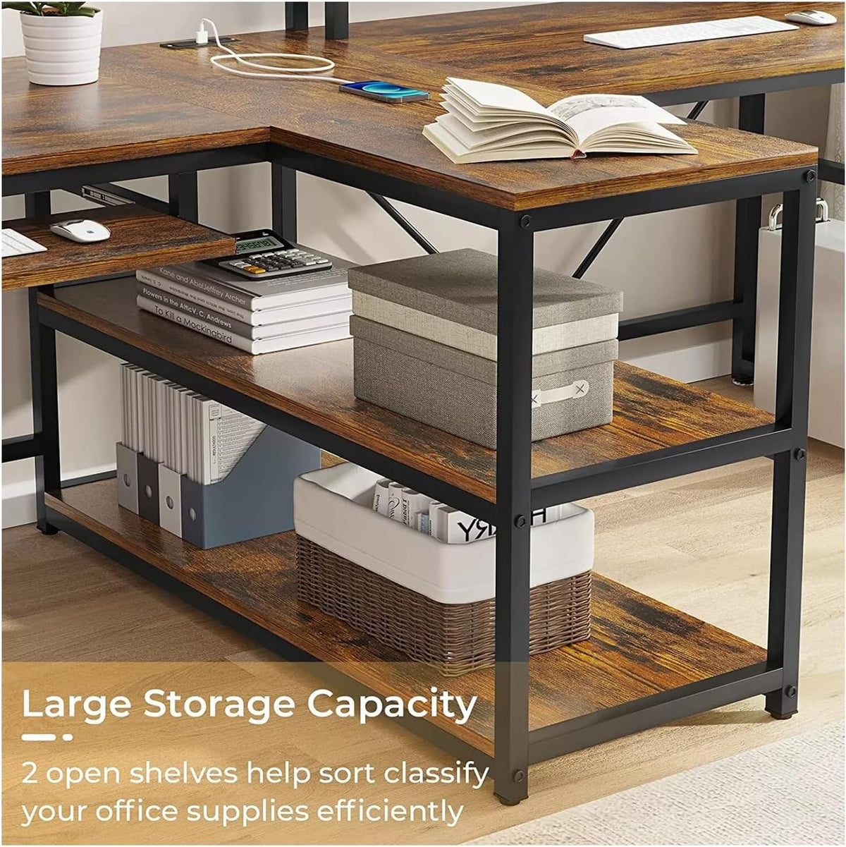 Brown 95 Inches Extra Long Double Desk Wood T63666