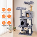 Gray Multi-Level Cat Tree with Scratching Posts and Hammock O46506