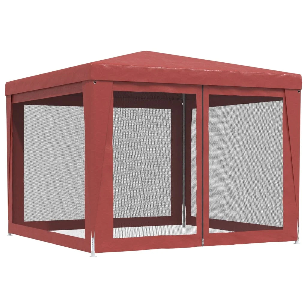 Party Tent with 4 Mesh Sidewalls Red 9.8'x9.8' HDPE M807307