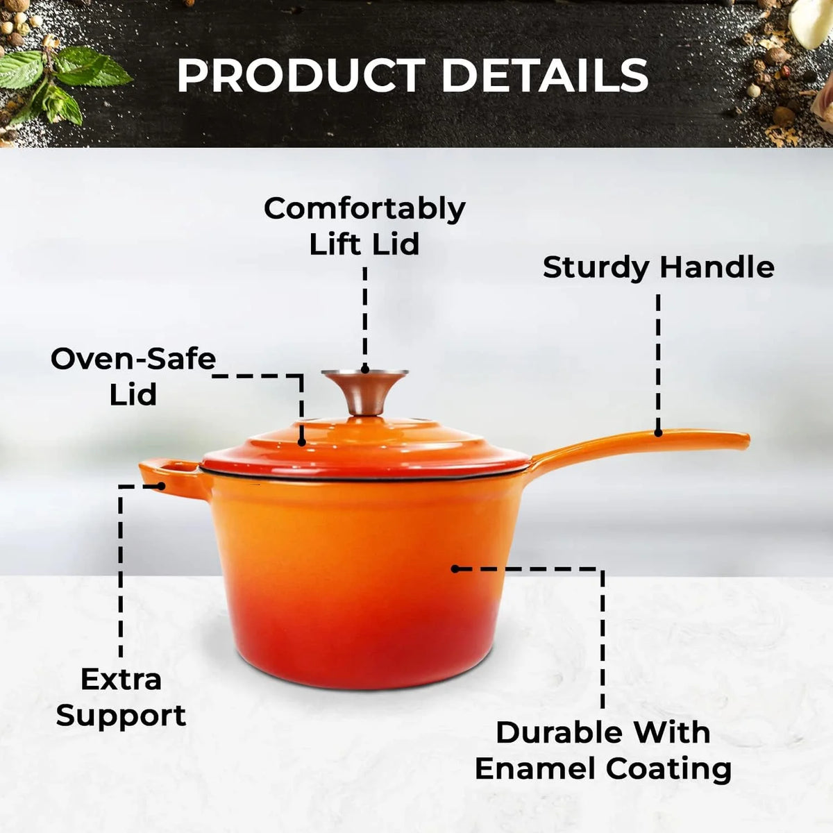 3 Qt Enameled Cast Iron Cookware Set J3133