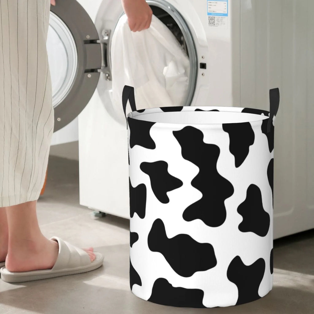 Milk Cow Laundry Hamper with Handles Collapsible Waterproof G346330