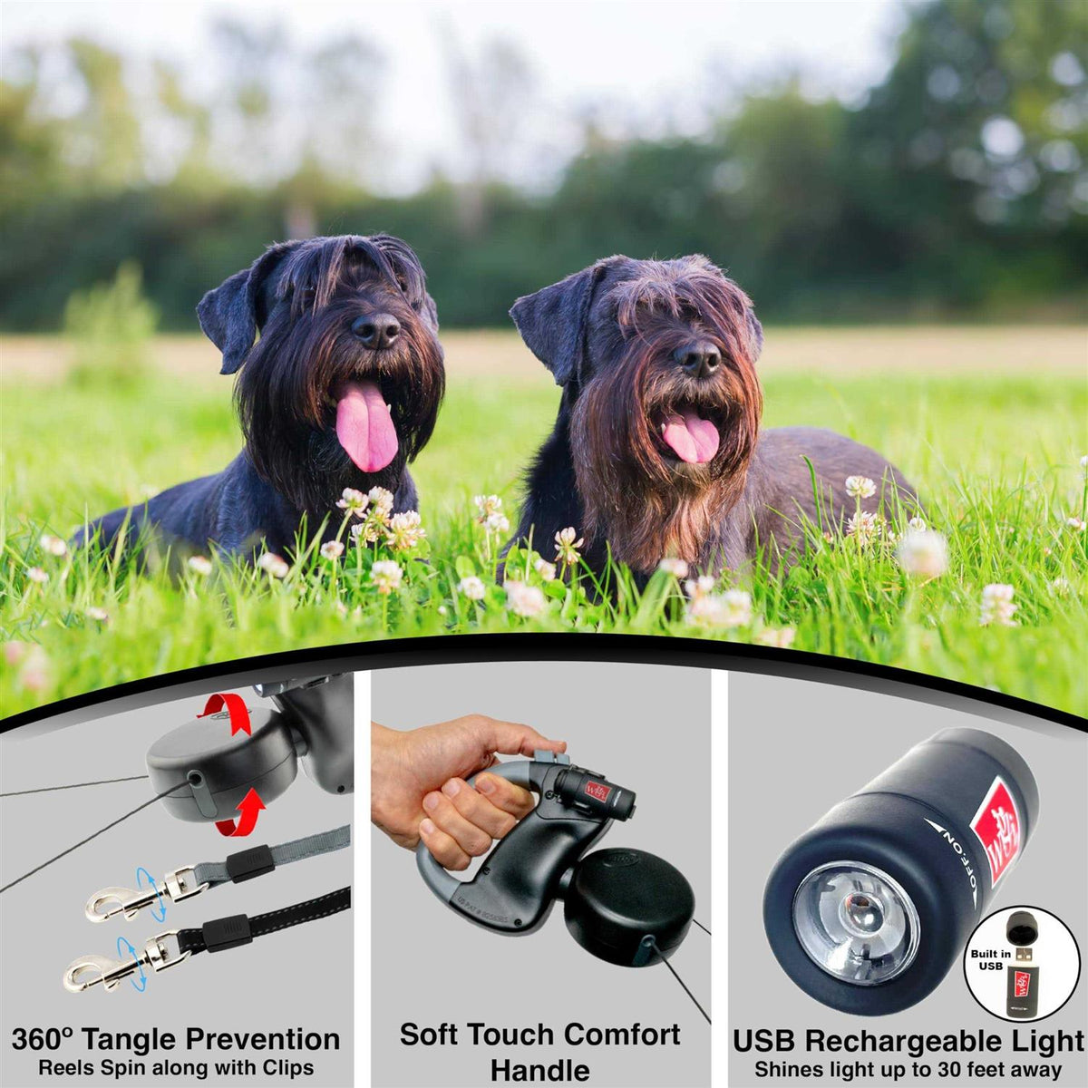 Retractable Leash with Light 360 Coupler I614